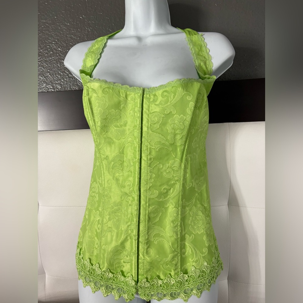 NWT Y2K VTG Fredericks of Hollywood Lime Green corset Sz M/L